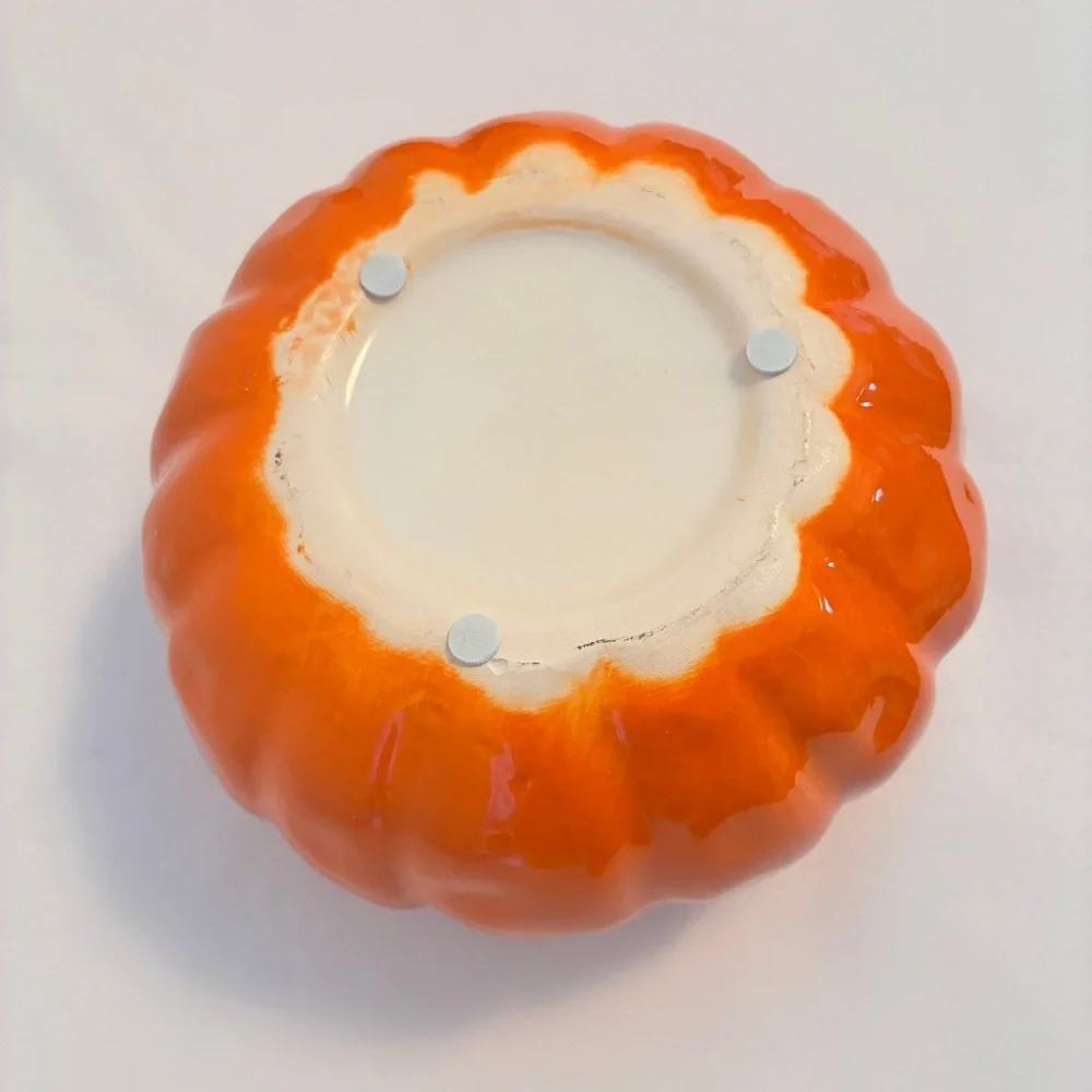 Pumpkin Vases Orange Ceramic Set Of 2